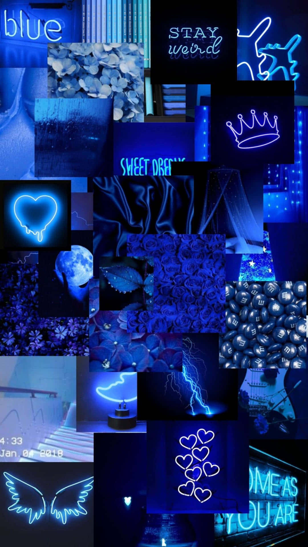 Royal Blue Aesthetic Collage Wallpaper