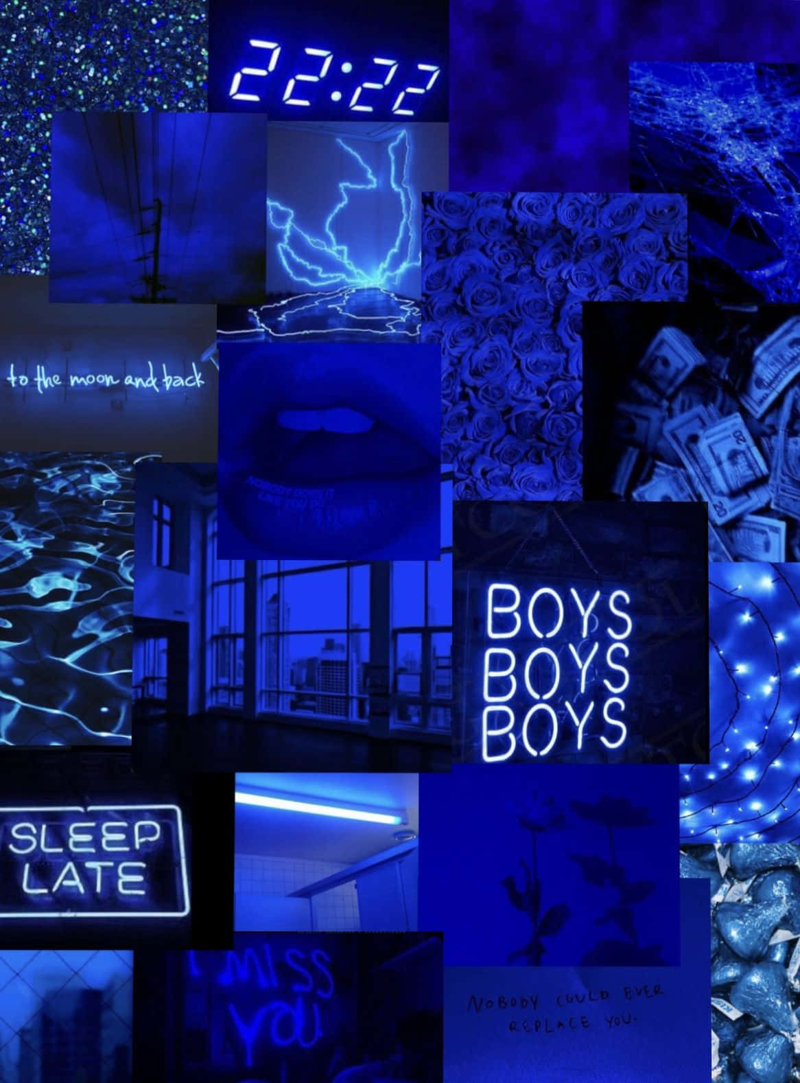 Royal Blue Aesthetic Collage Wallpaper