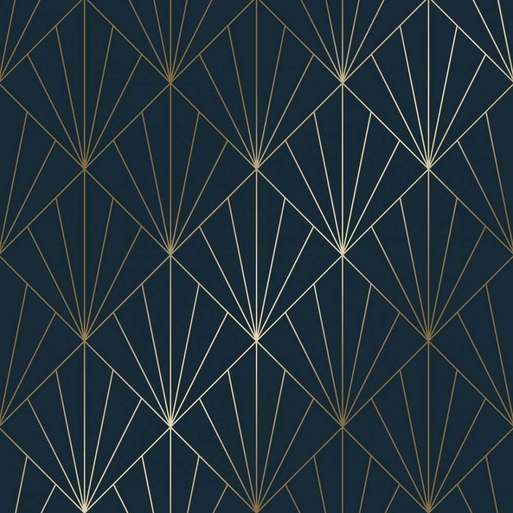 A Gold And Navy Geometric Wallpaper
