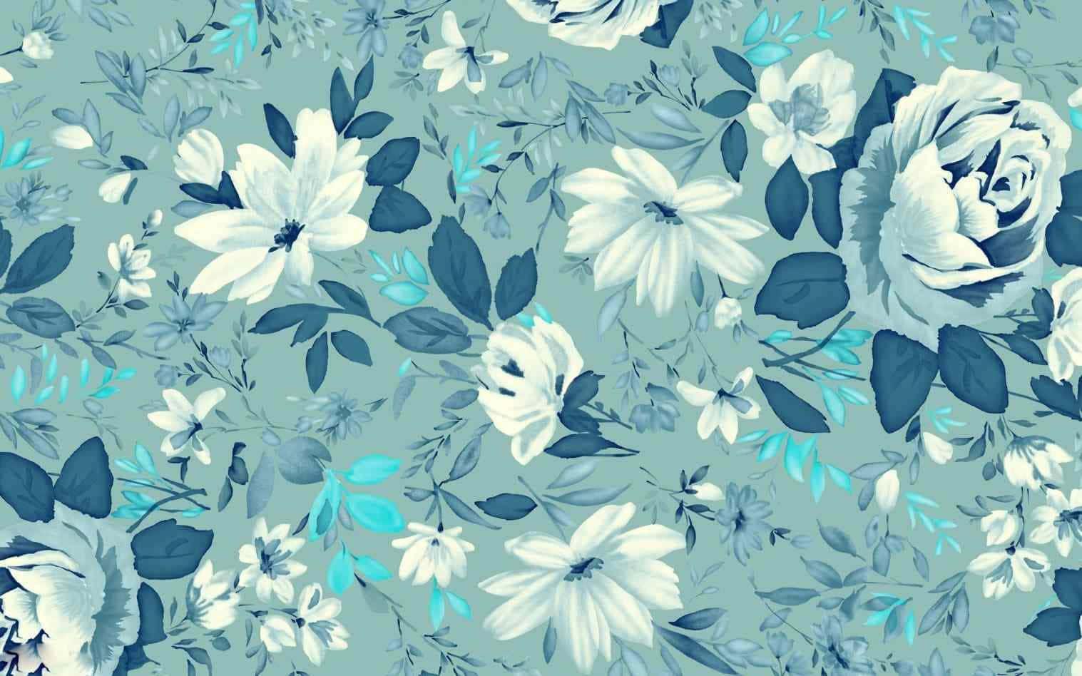 Royal Blue Floral Pattern Wallpaper