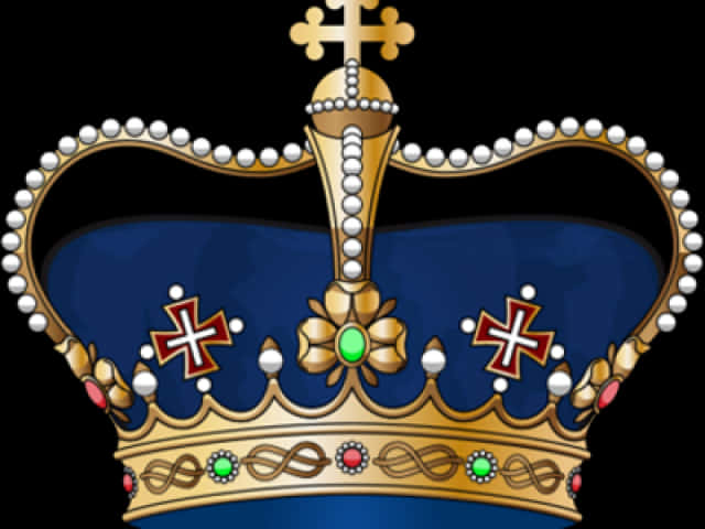 Royal Blue Golden Crown PNG
