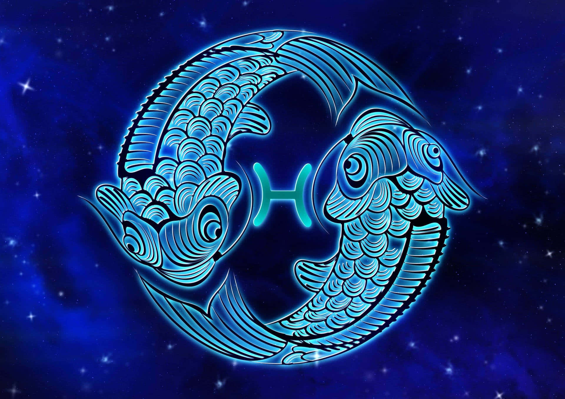 Royal Blue Pisces Zodiac Sign Wallpaper