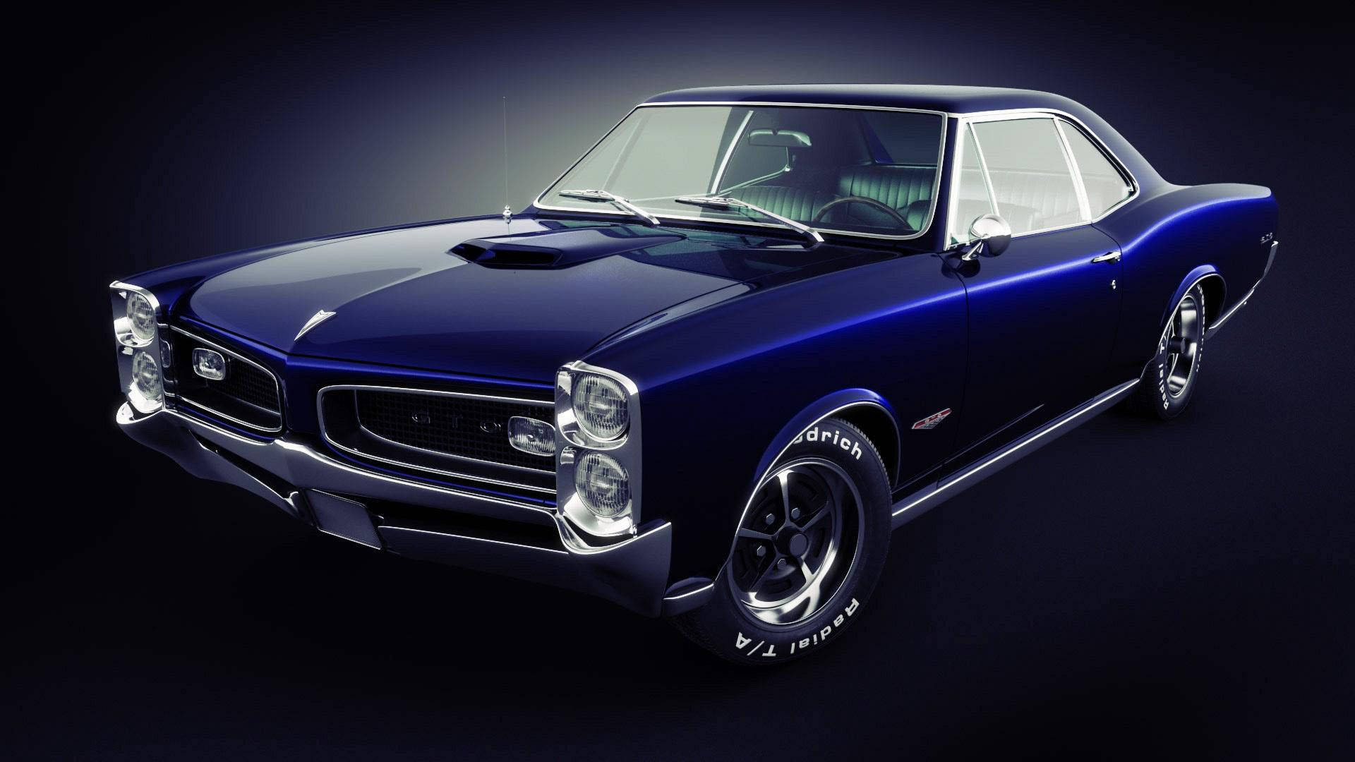 Masterpiece of Power - Royal Blue Pontiac GTO Muscle Car Wallpaper