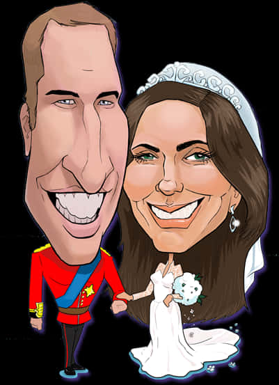 Royal Couple Caricature PNG