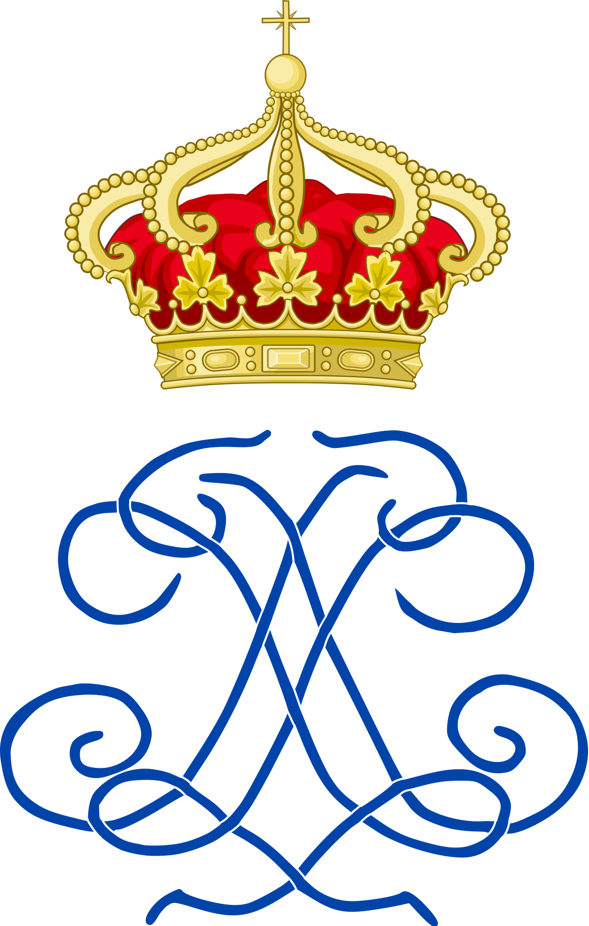 Royal Crownand Monogram Vector Illustration PNG