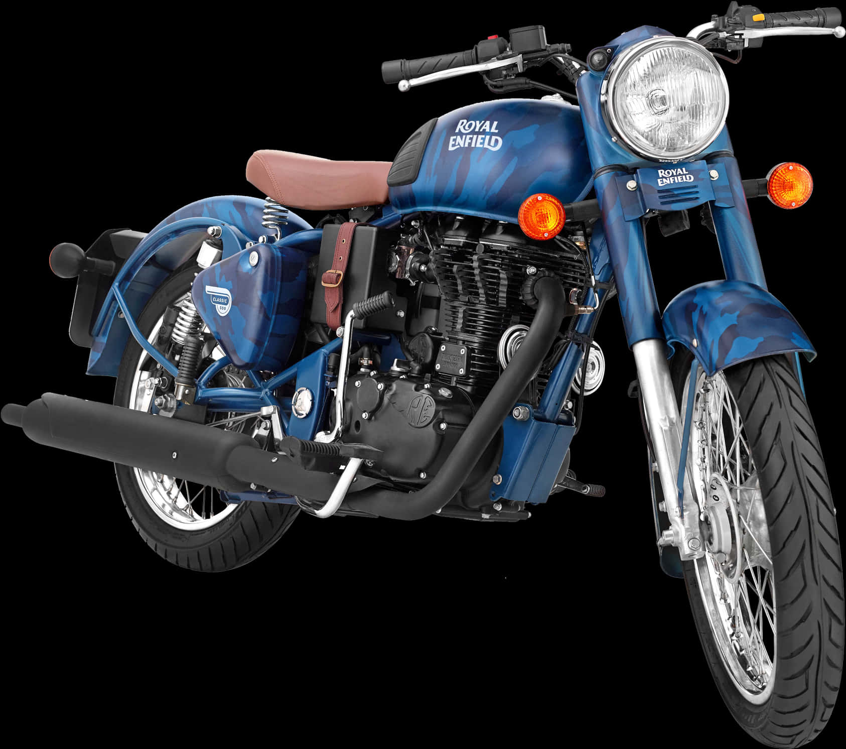 Royal Enfield Classic Motorcycle Blue PNG
