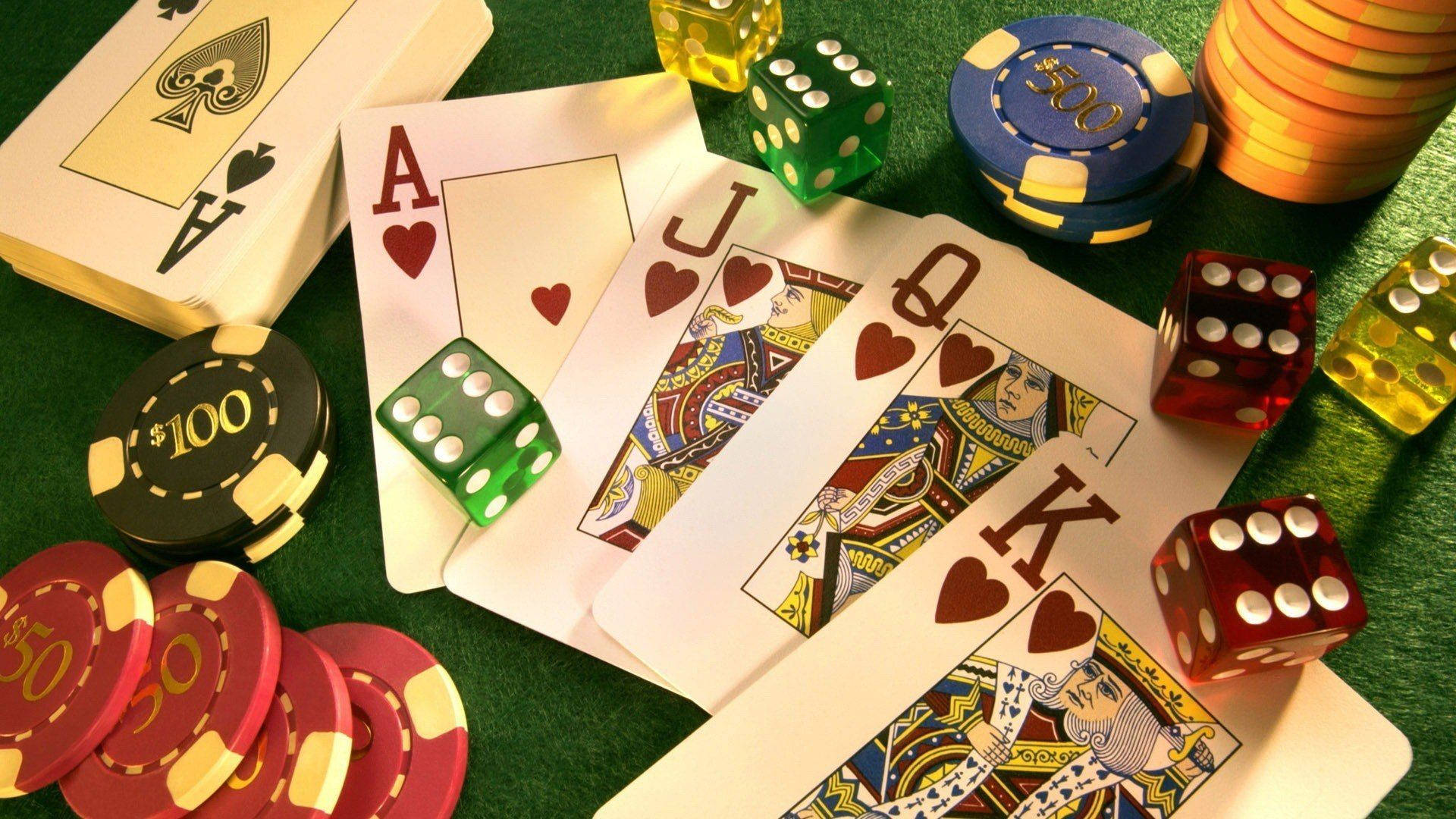 Royal Flush Cards Baccarat Game Table Wallpaper