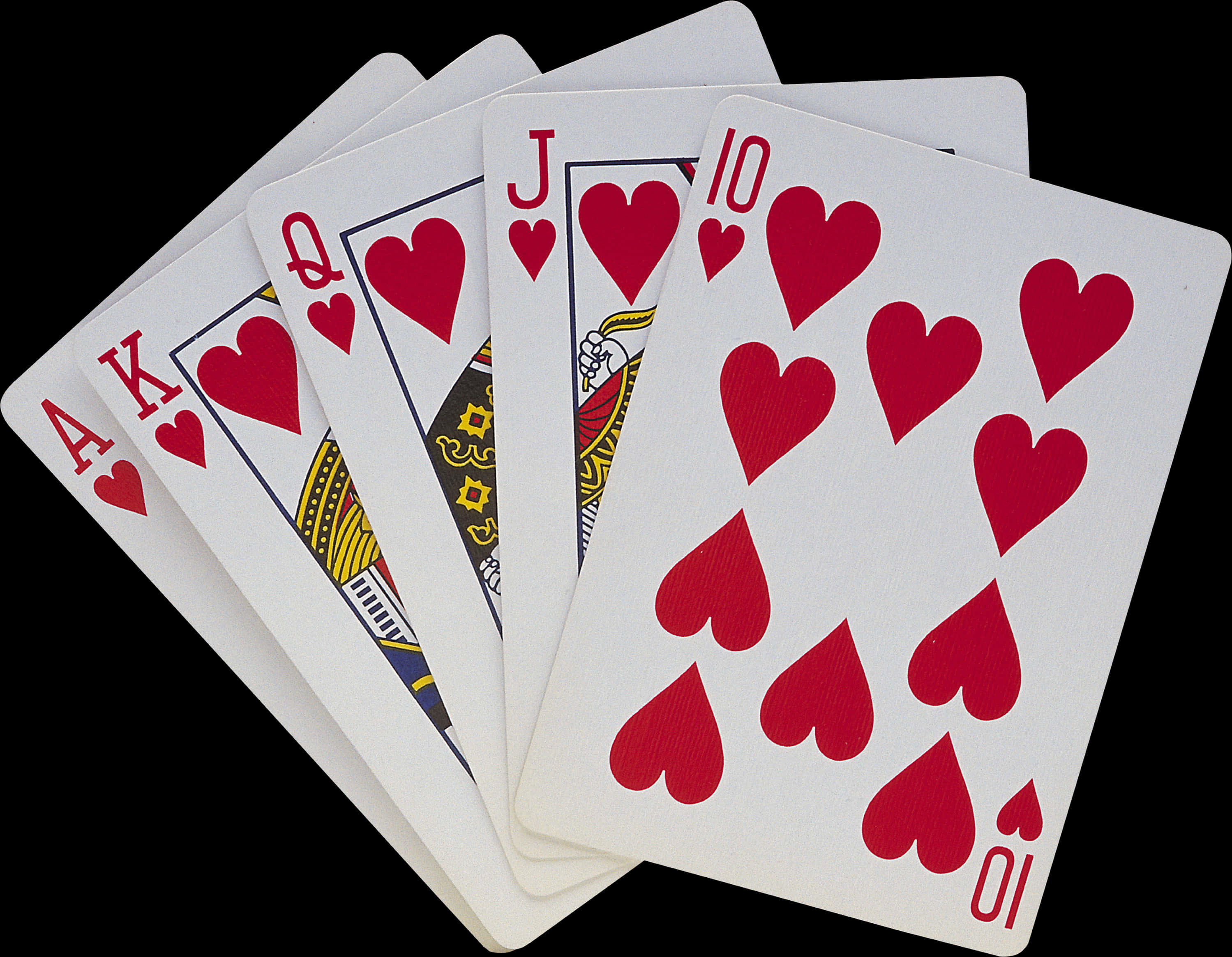 Royal Flush Hearts Playing Cards PNG
