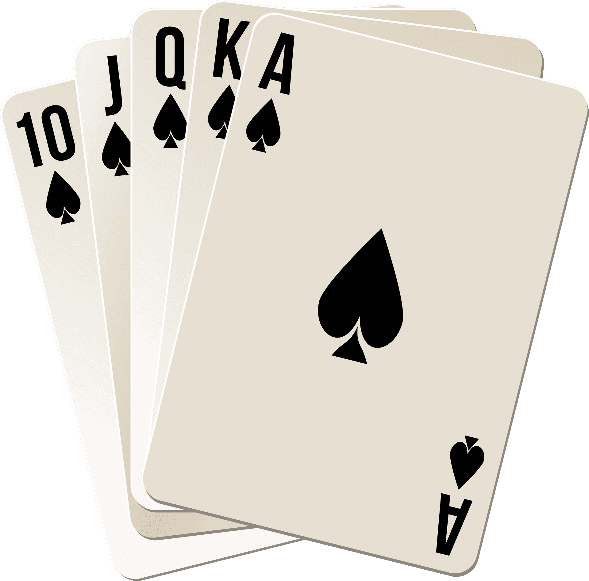 Royal Flush Spades Poker Hand PNG