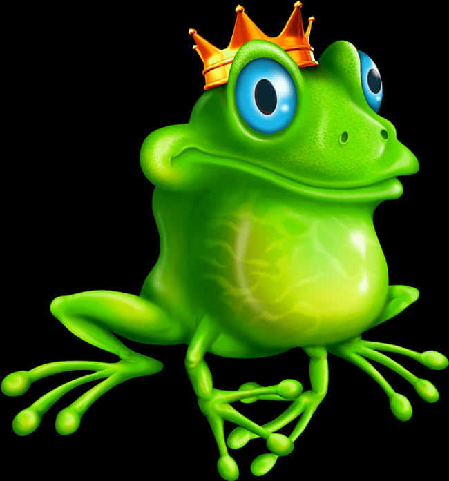 Royal Green Frog Cartoon PNG