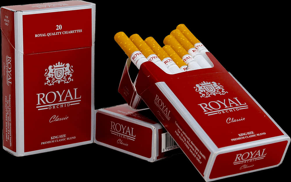Royal Orchid Cigarettes Packand Open Box PNG