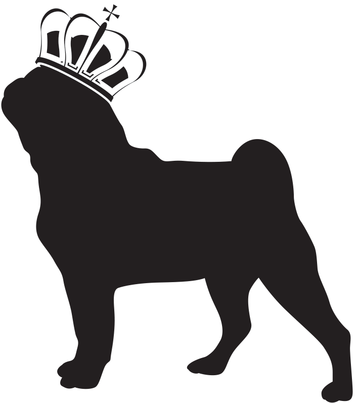 Royal Pug Silhouettewith Crown PNG