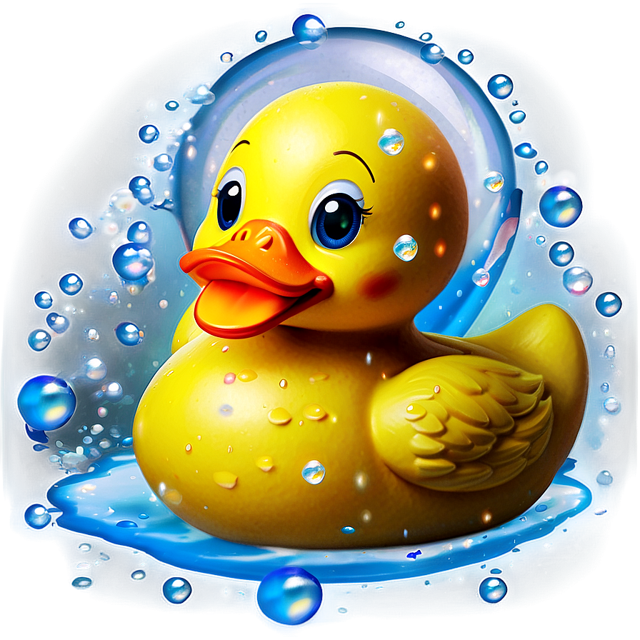 Rubber Duck With Bubbles Png 06132024 PNG