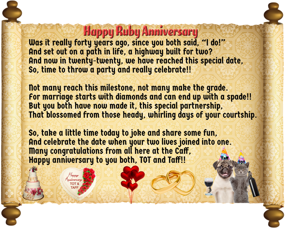 Ruby Anniversary Celebration Poemand Pets PNG