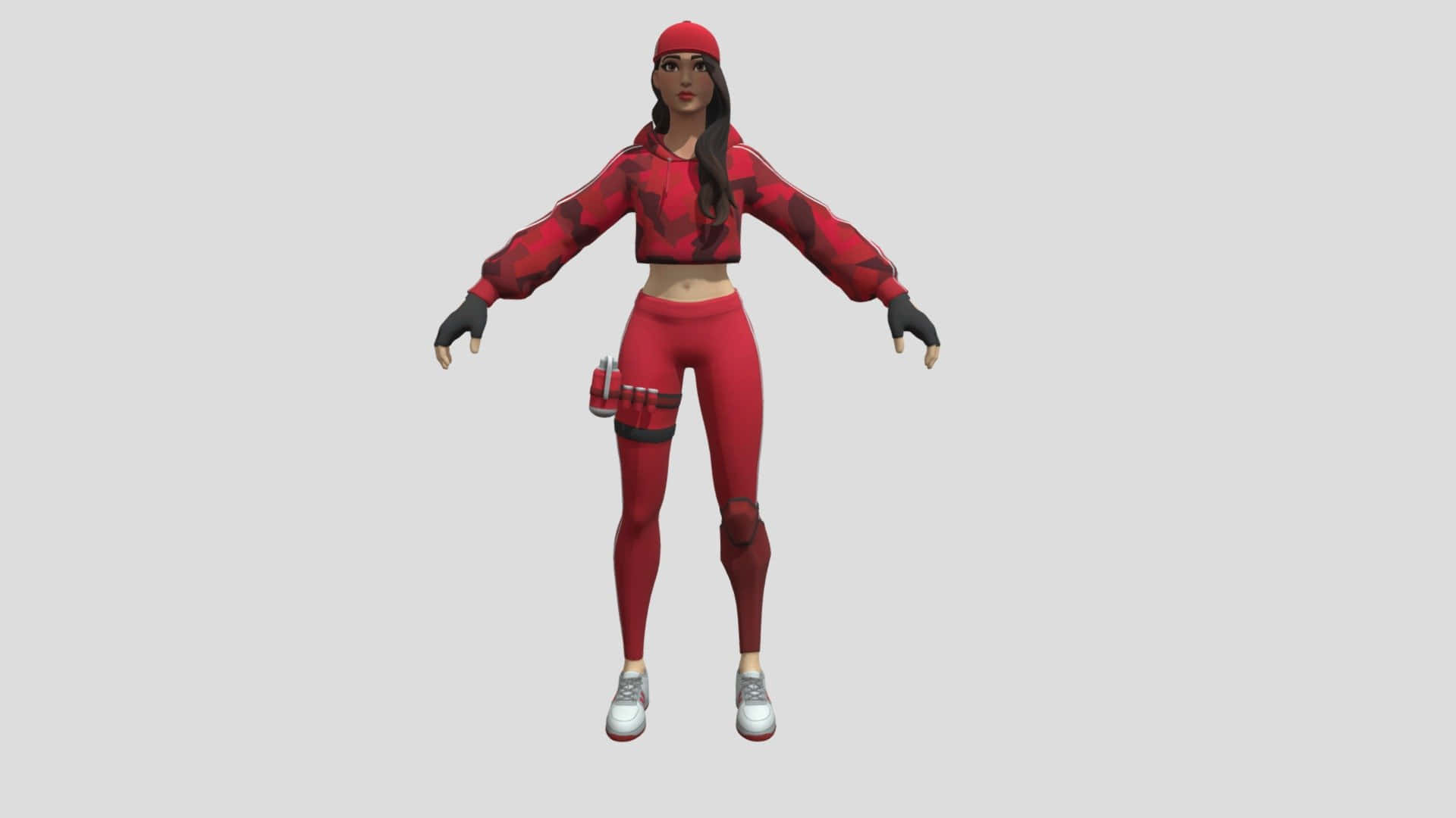 A Red Outfit With A Hat And Gloves Wallpaper