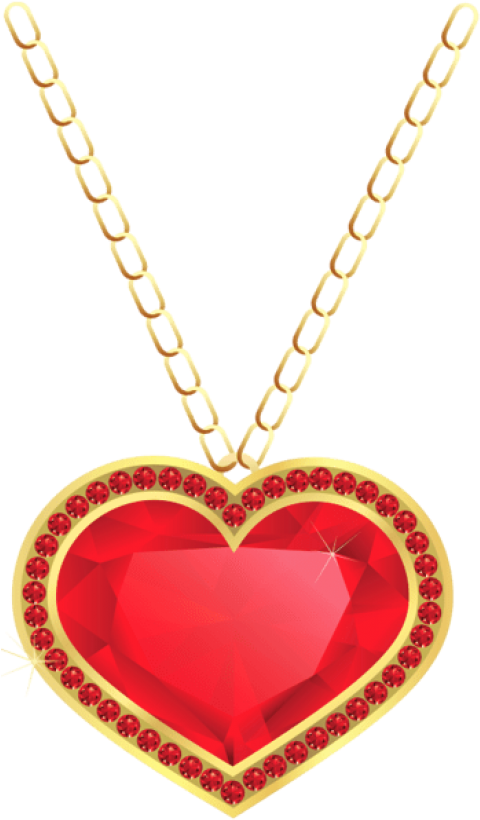 Ruby Heart Pendant Clipart PNG