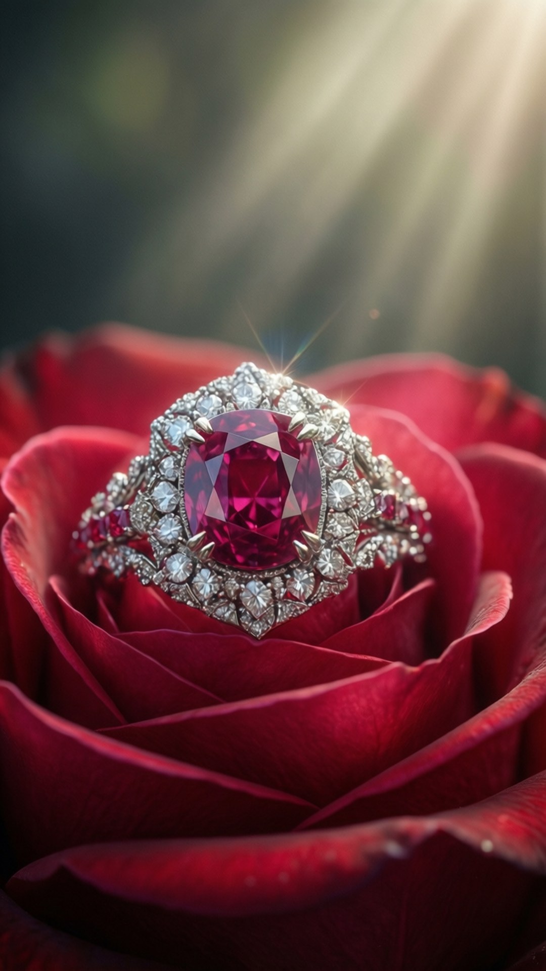 Ruby Ring on Petal Wallpaper
