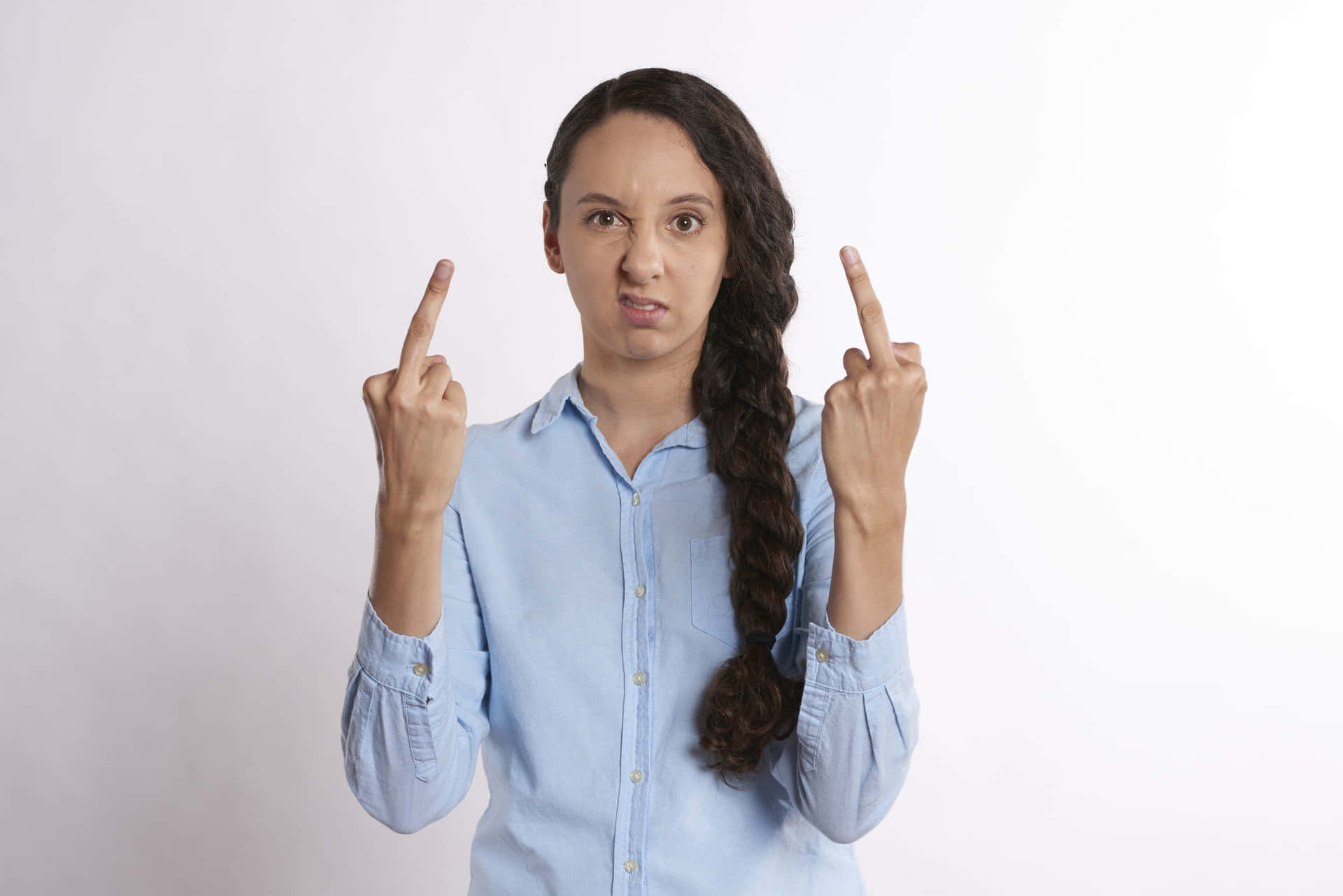 A Woman Showing Her Fingers In The Air Wallpaper