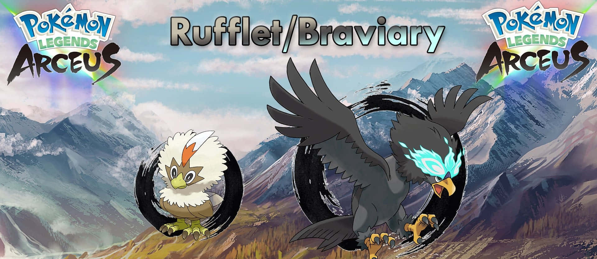 Rufflety Braviary Con El Logotipo De Pokémon Legends Arceus Fondo de pantalla