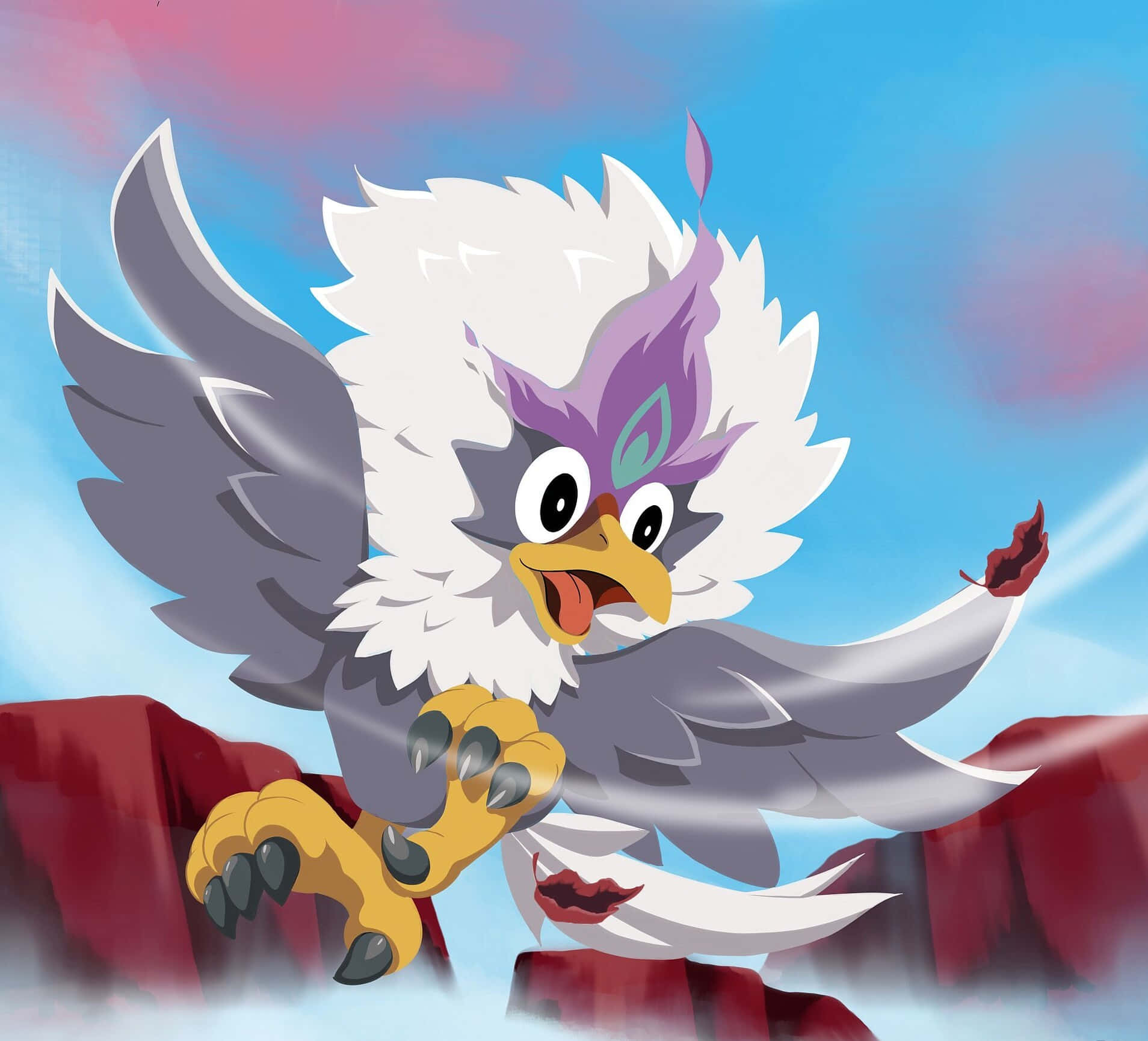 Rufflet Flying With Red Rock Mountains Wallpaper