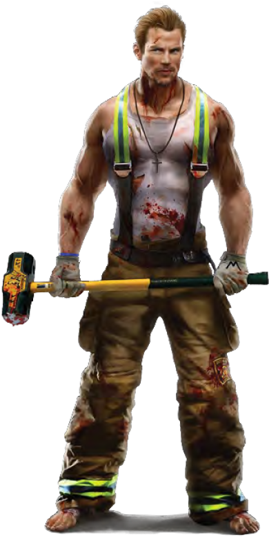 Rugged Firefighterwith Sledgehammer PNG