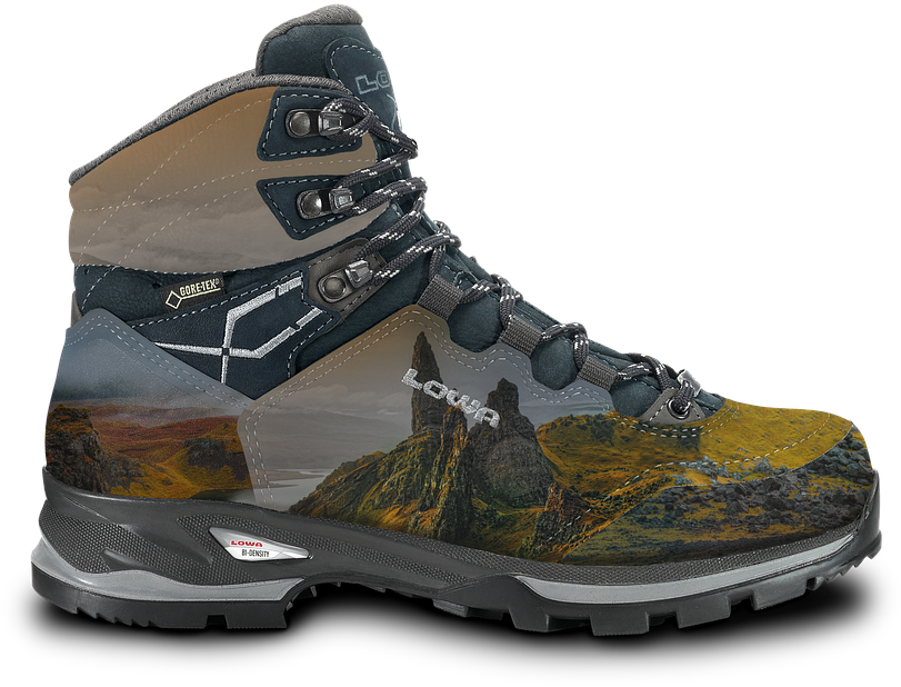Rugged Hiking Boot Mountain Design PNG