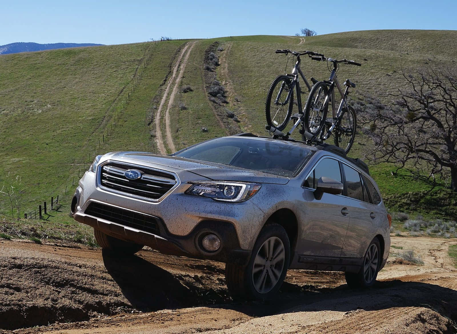 Rugged Yet Sophisticated Subaru Outback Under Clear Blue Sky Wallpaper
