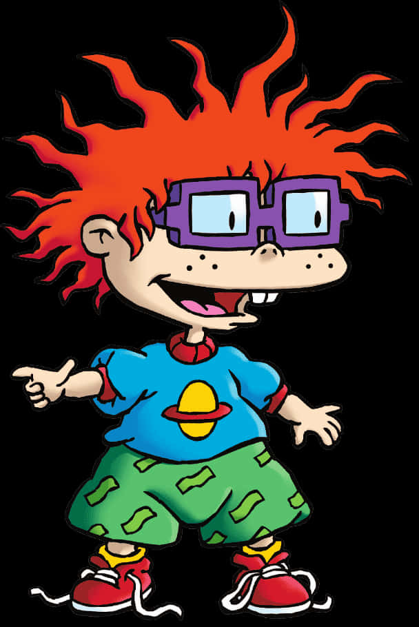 Rugrats Character With Red Hairand Glasses PNG