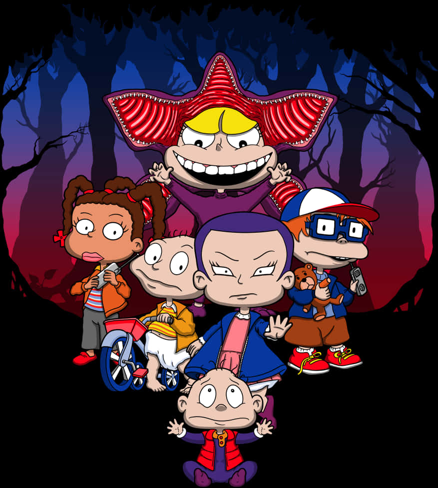 Rugrats Characters Nighttime Adventure PNG