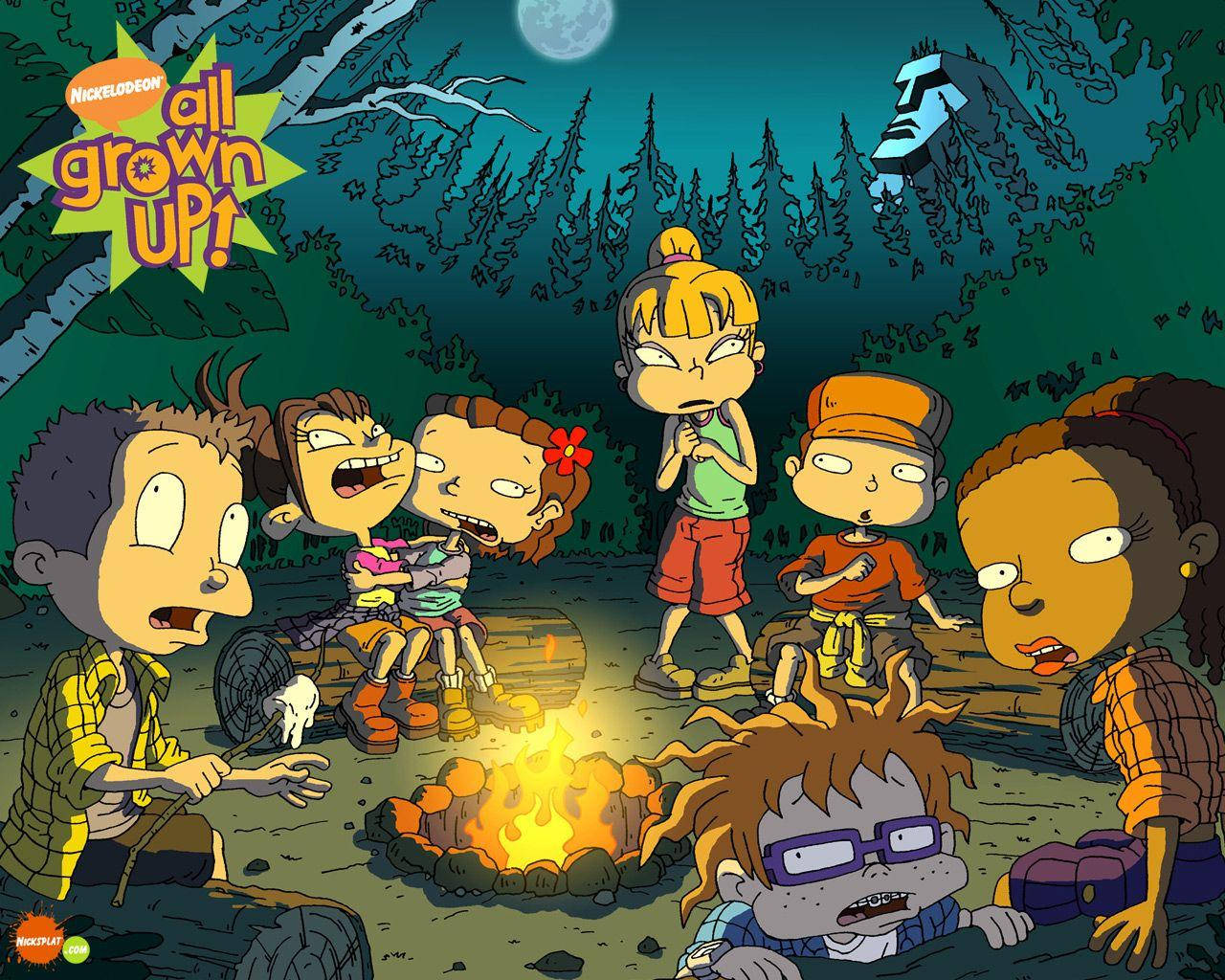 A Group Of Kids Are Sitting Around A Campfire Wallpaper