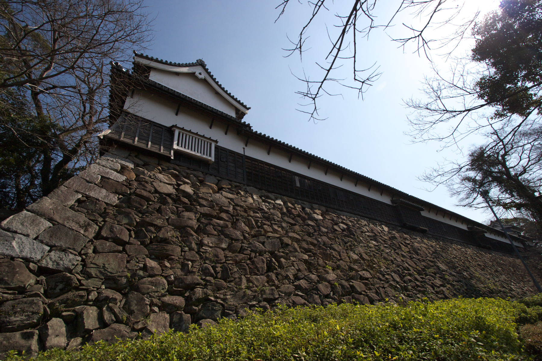 Casteloem Ruínas Em Fukuoka. Papel de Parede