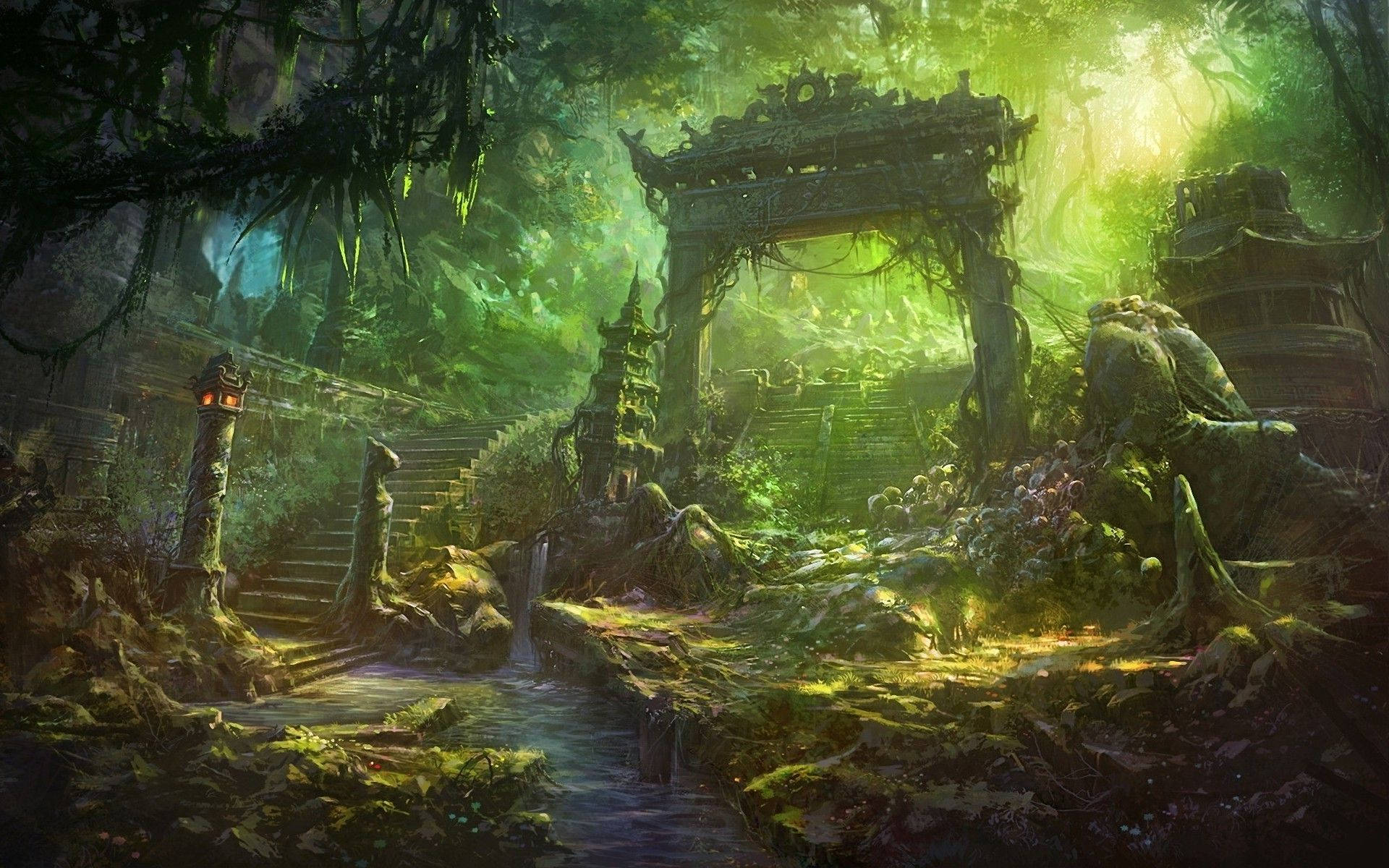 Ruins Forest Background Picture