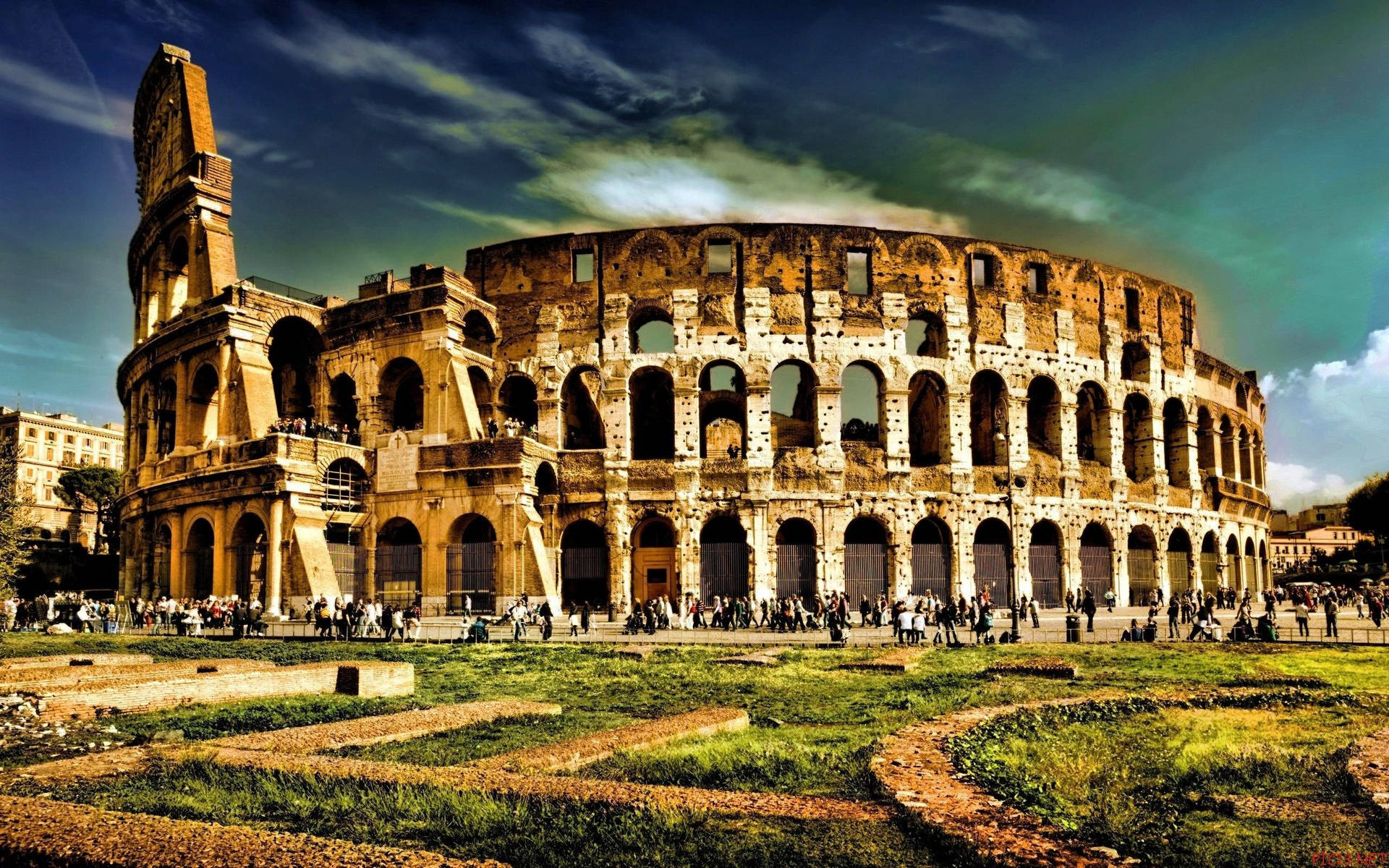 Förstörelsenav Det Romerska Colosseumet. Wallpaper