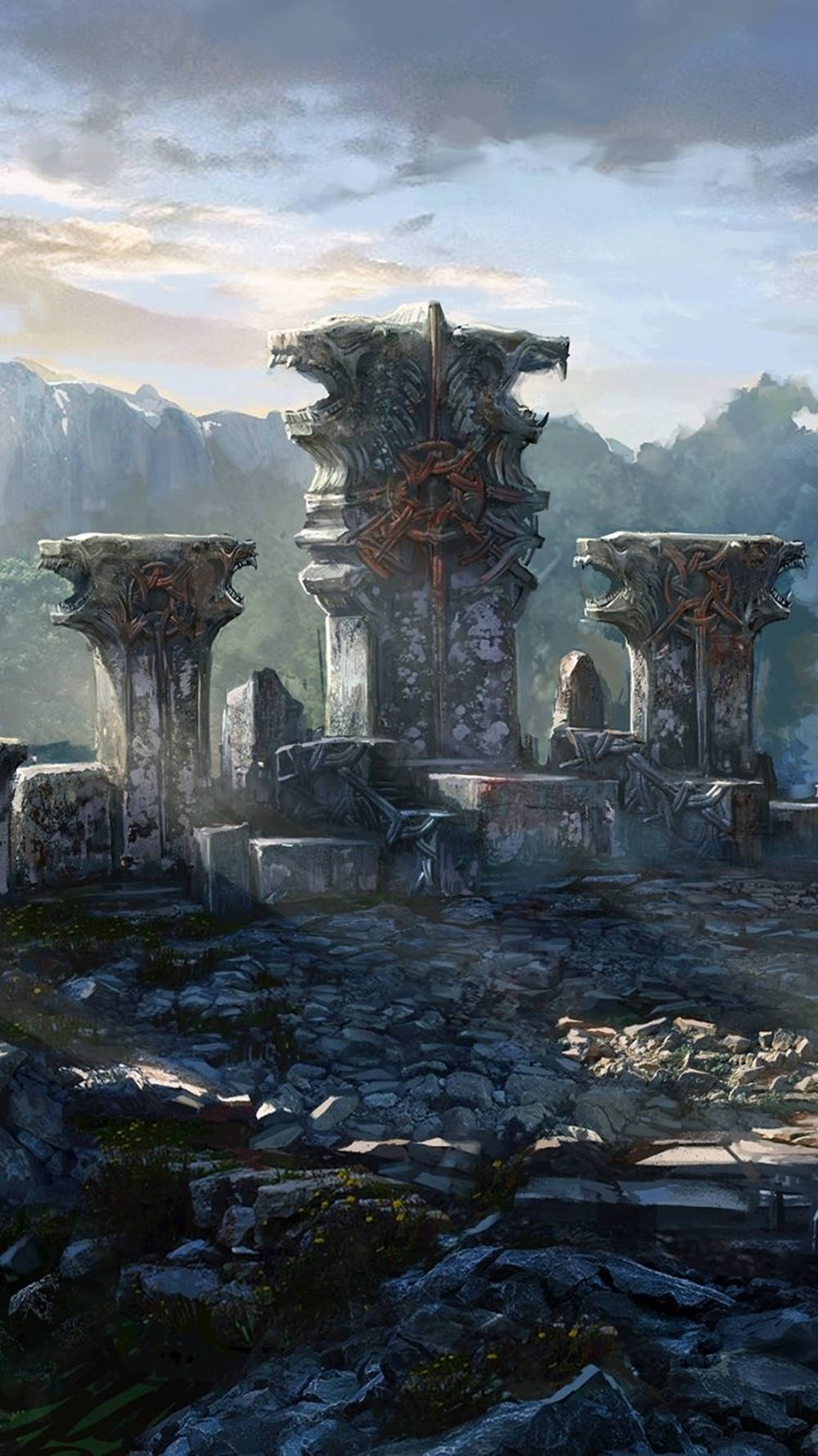 Ruins With Sigils In Witcher 3 Iphone Wallpaper