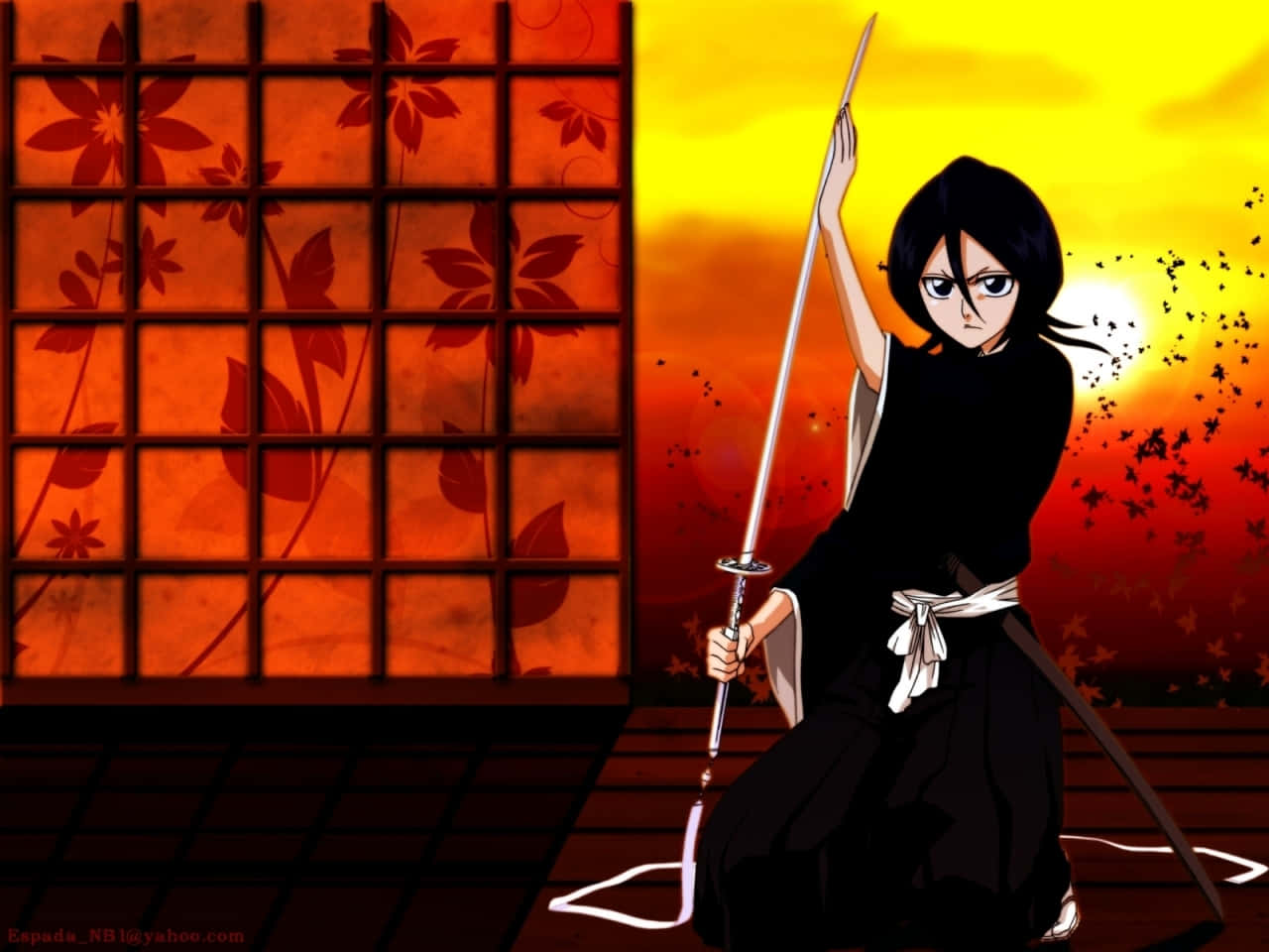 "Rukia Kuchiki, the heroic Soul Reaper, ready to take on any challenge!" Wallpaper