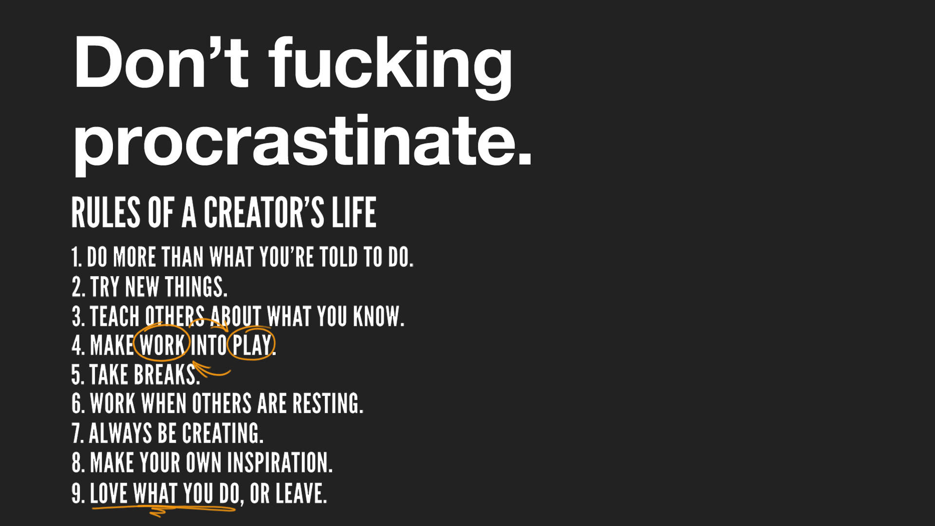 Rules Of A Creator's Life Motivational Desktop Wallpaper