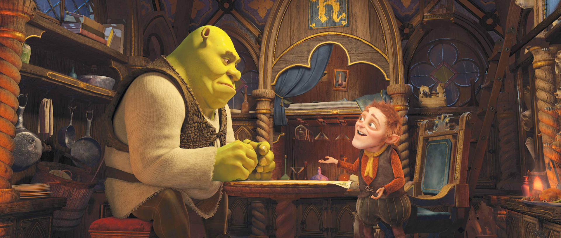 Rumpelstiltskinhablando Con Shrek En La Pc Fondo de pantalla