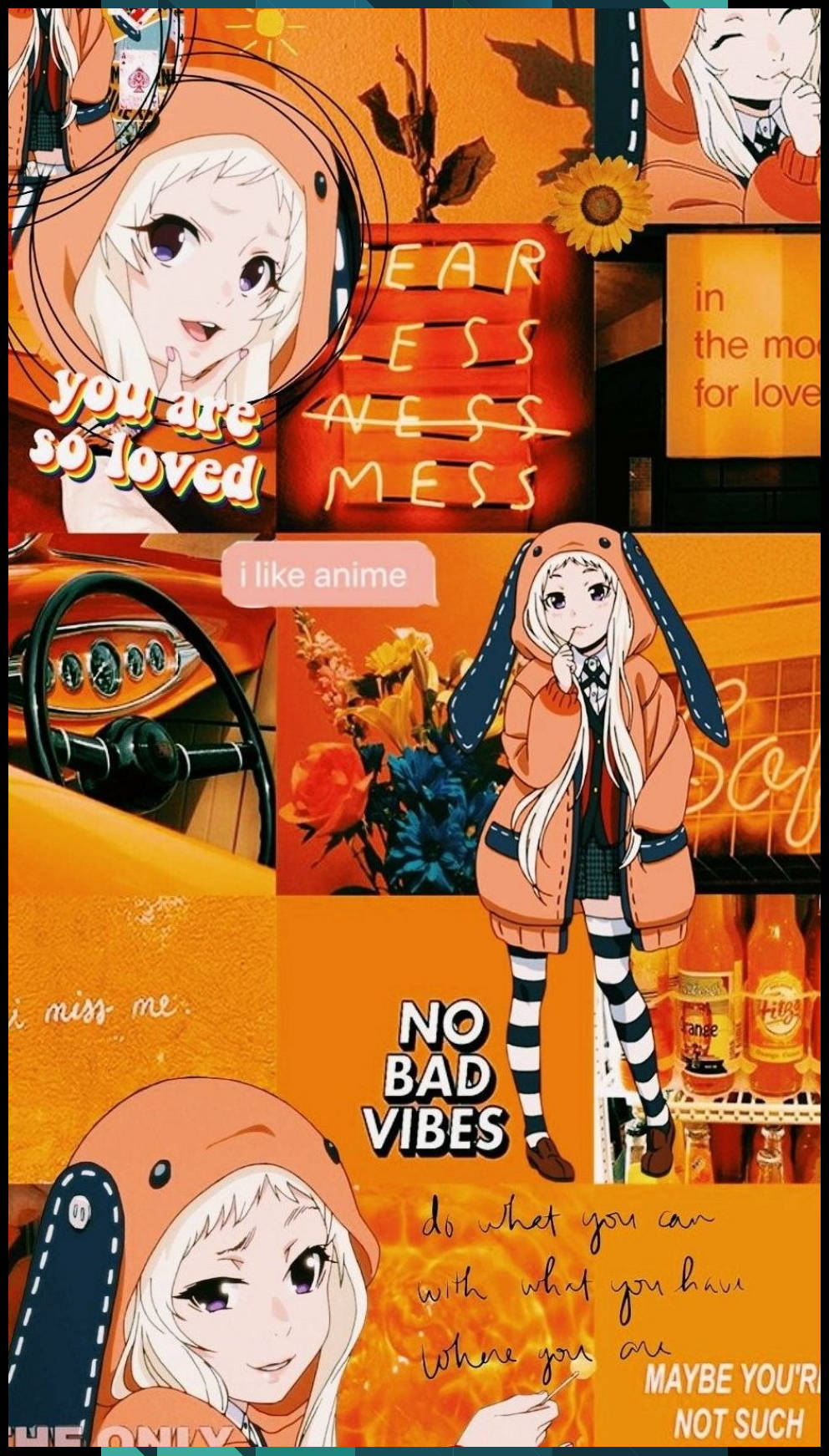 A playful collage of anime character Runa Yomozuki Wallpaper