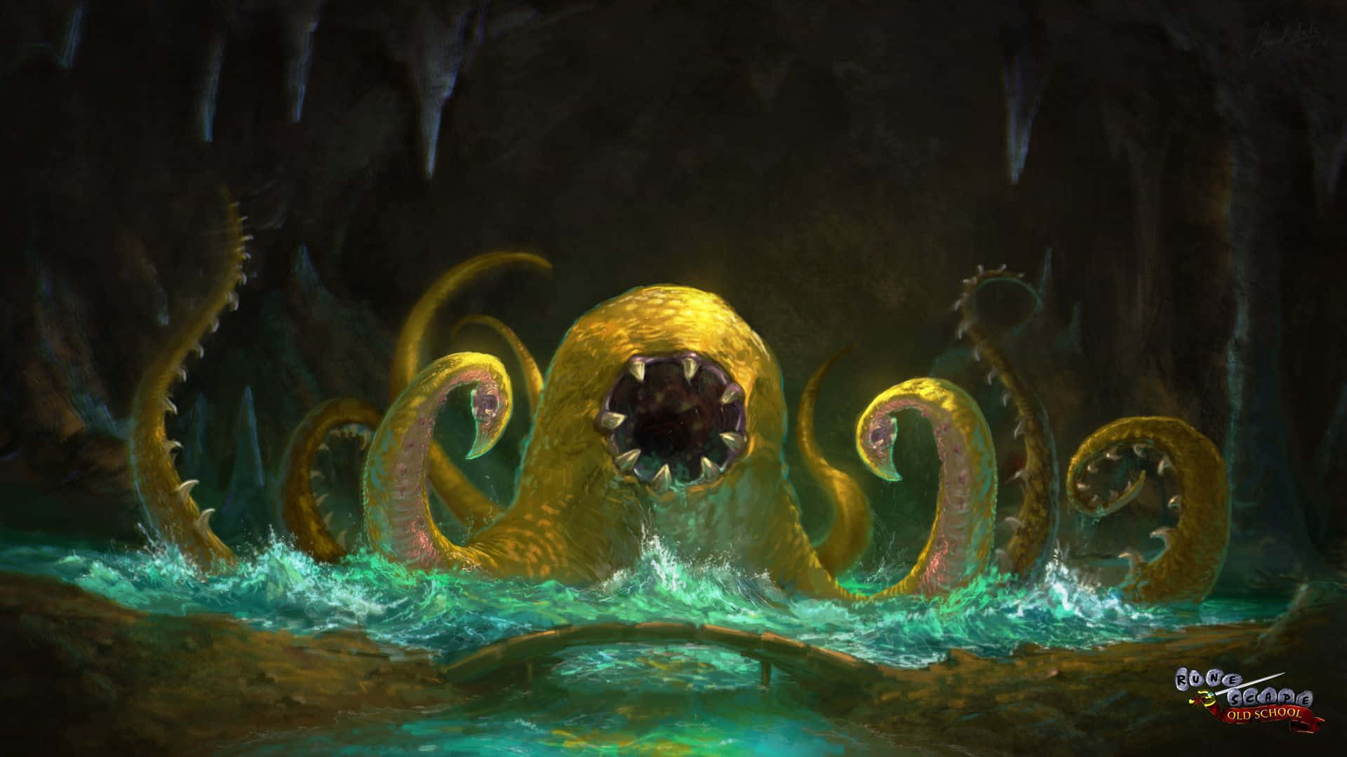 A Painting Of An Octopus In The Water