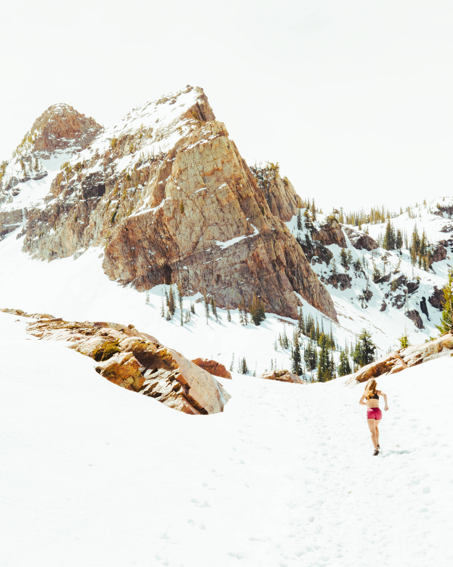 Runner In Snow Mountain Wallpaper