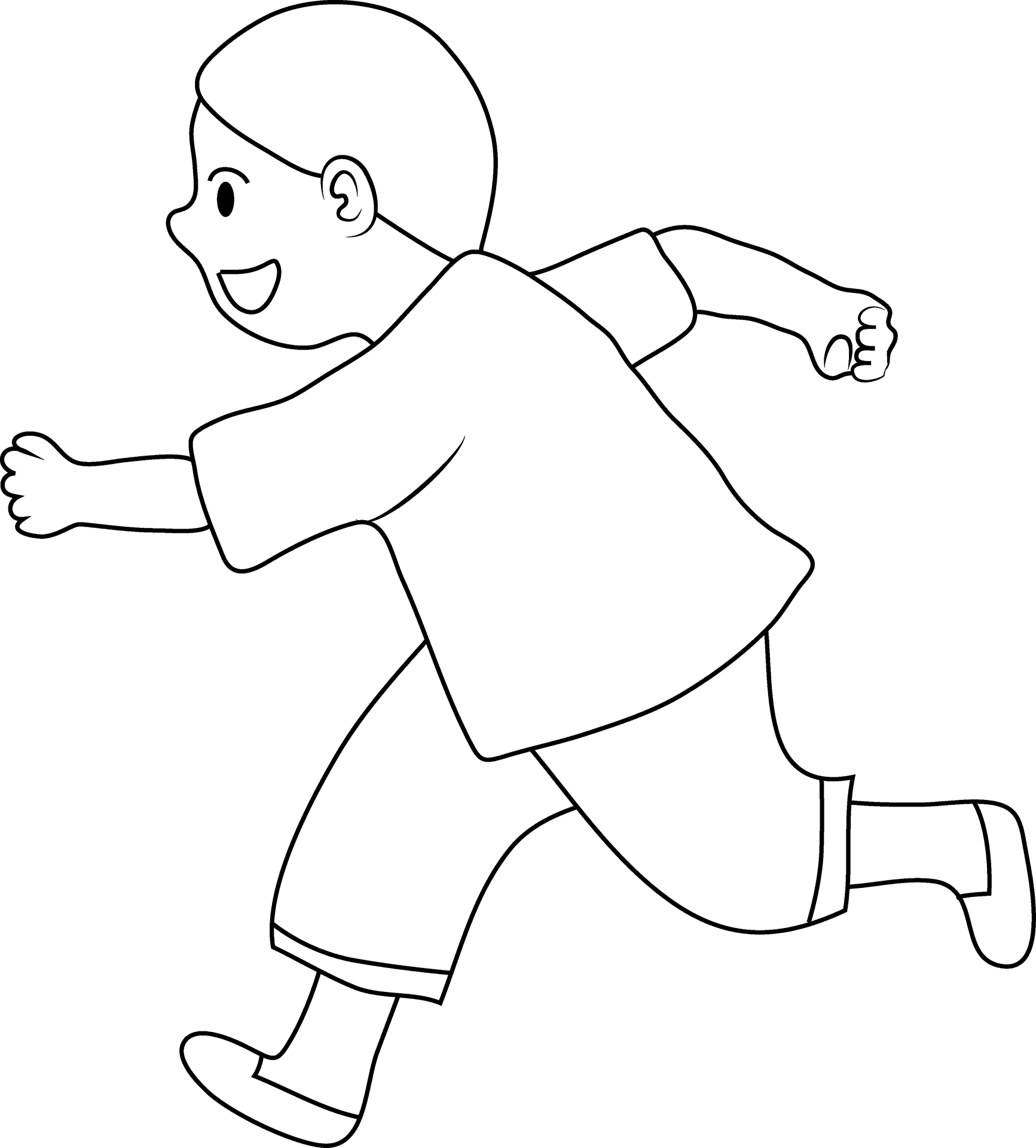 Running Child Cartoon Outline PNG