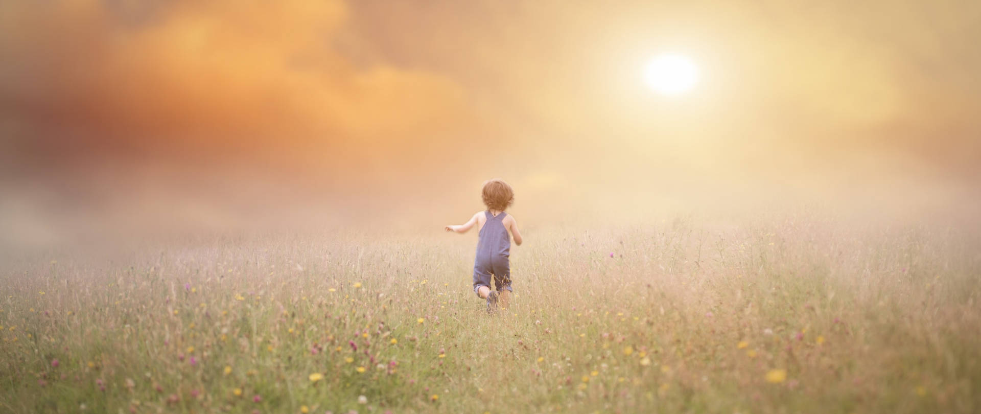 Running Child In Landscape Shot Wallpaper