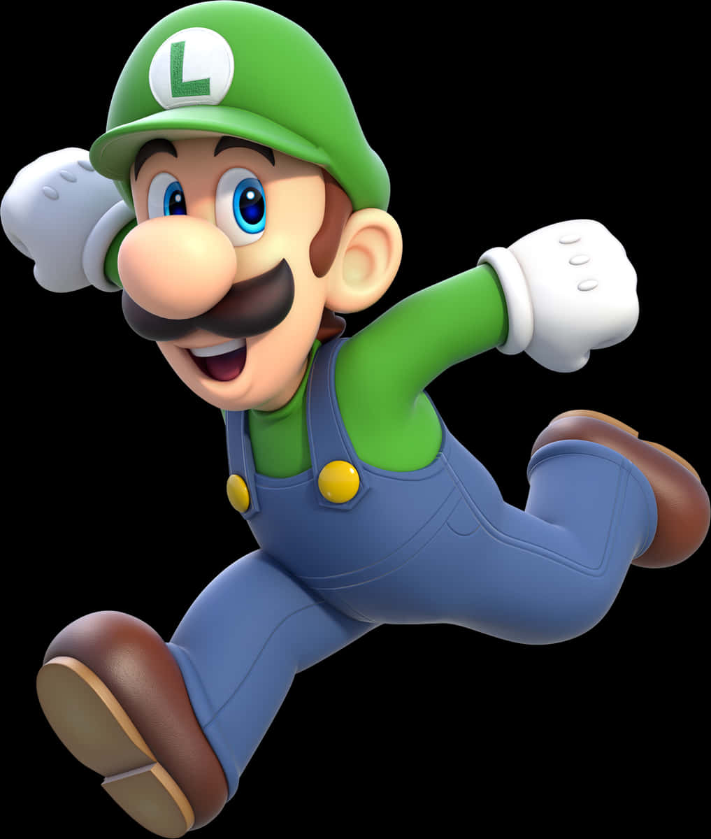 Running Luigi Character Art PNG