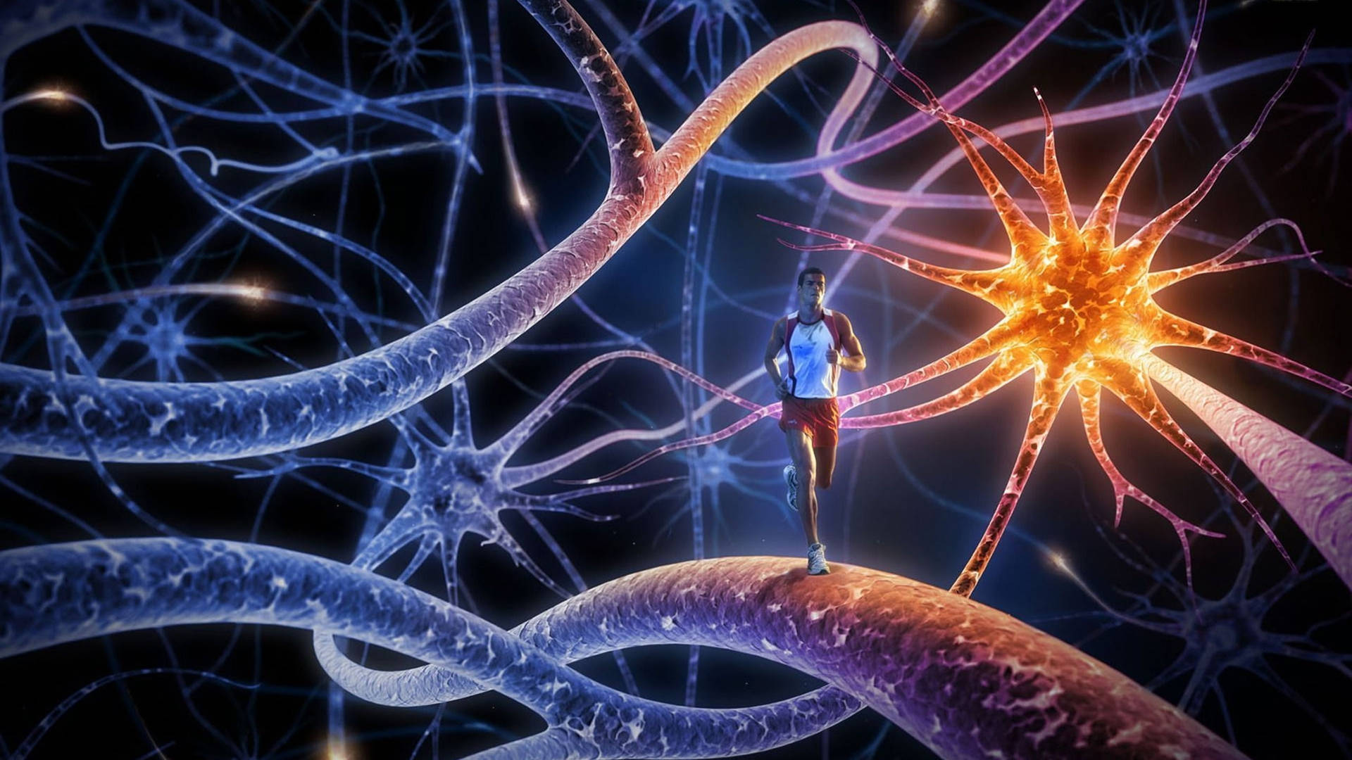 Running Man In Neurons Wallpaper