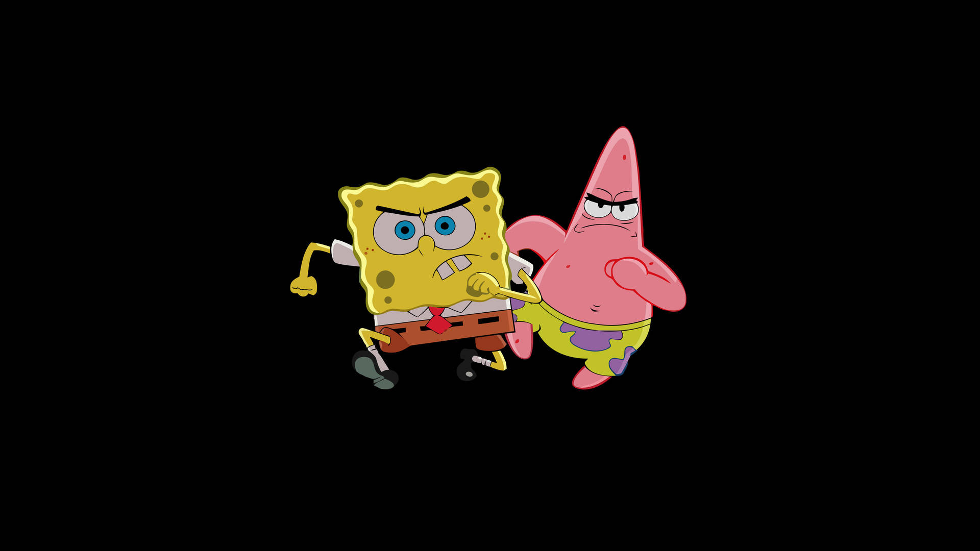 Running Spongebob And Patrick Black Background