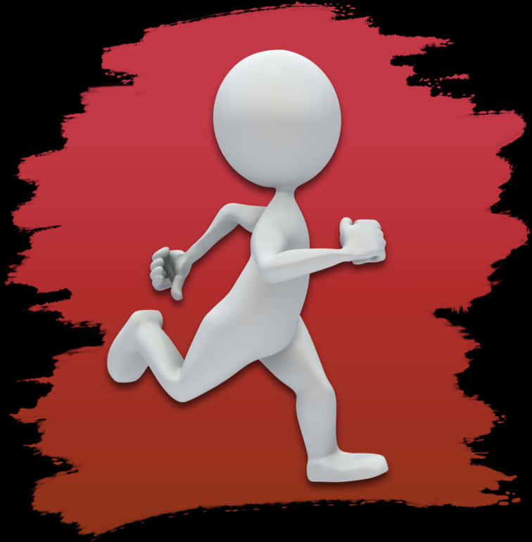 Running Stickman Red Background PNG