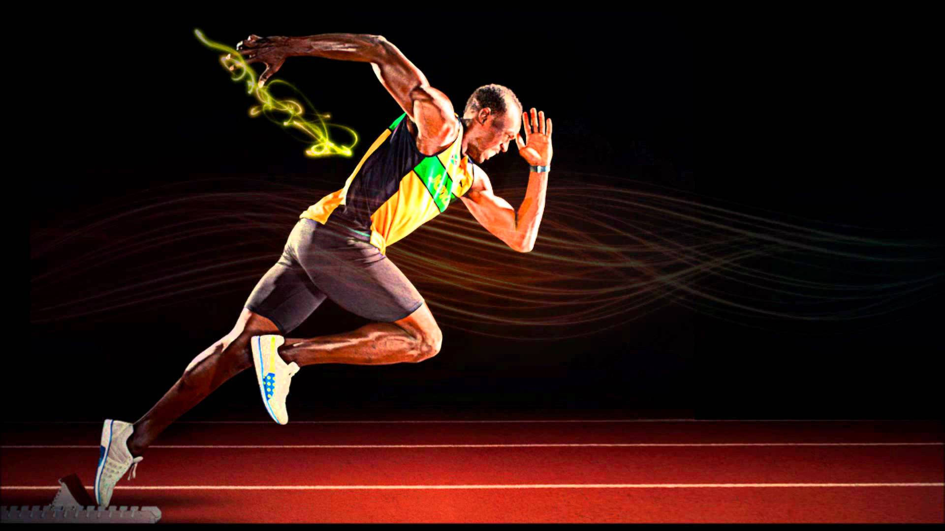 Running Usain Bolt Digital Wallpaper
