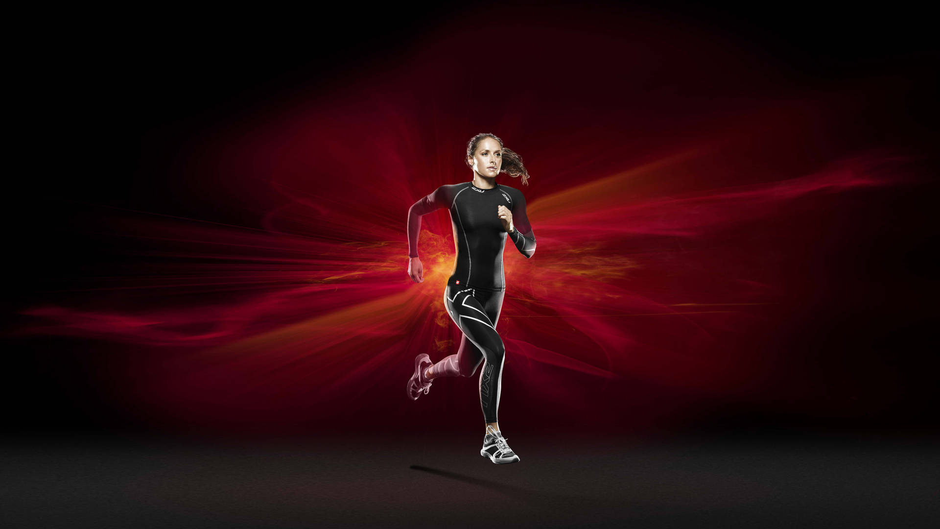 Running Woman In Digital Red Wallpaper