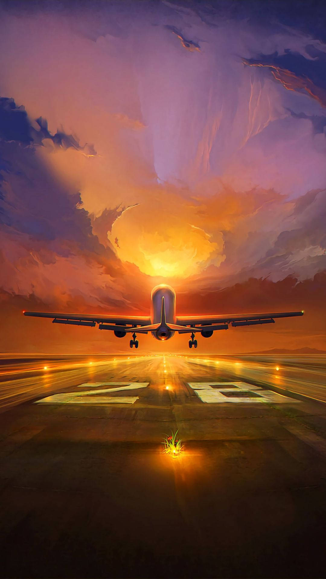 Runway And Airplane Artwork Wallpaper