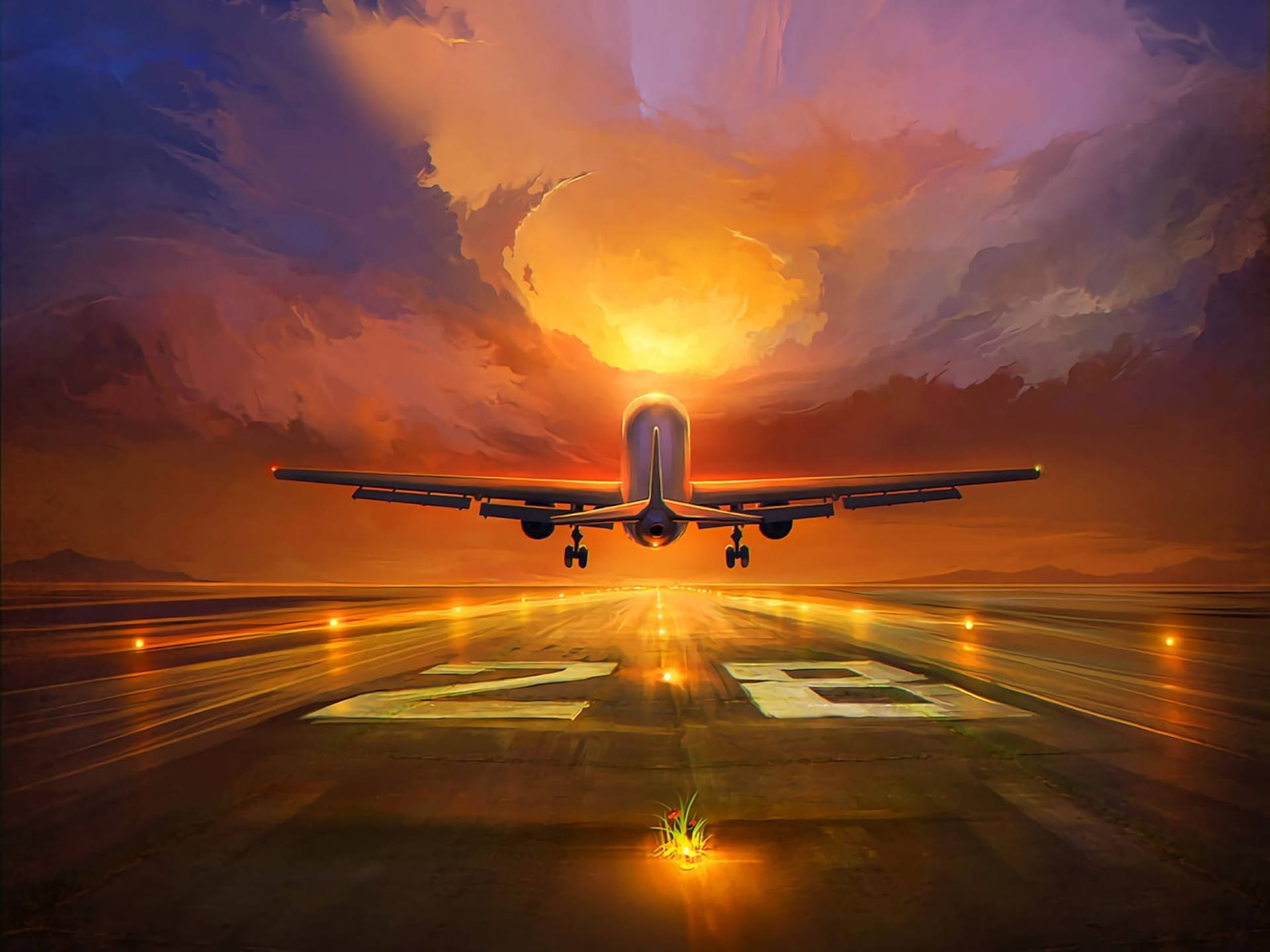 Artede Pintura De Avião Na Pista Papel de Parede